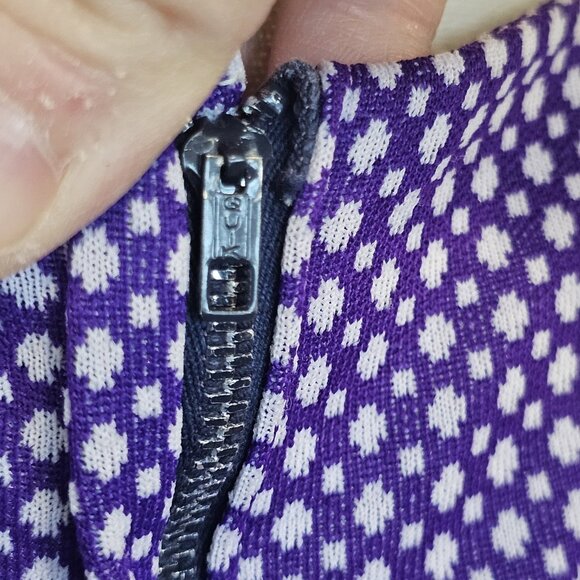 VTG Purple Babydoll Day Dress Knit Polyester Sz 10 Below Knees Cottage - Picture 10 of 11